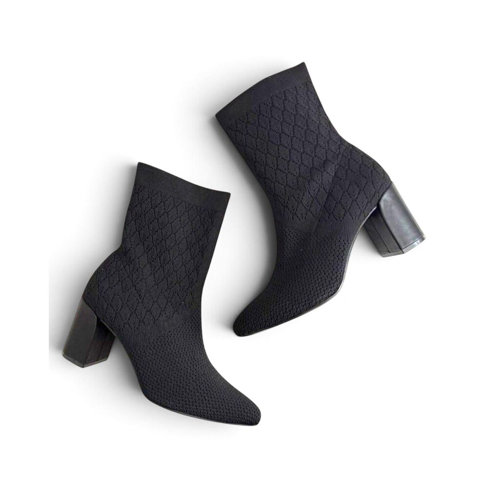 IMPO Vyra Stretch Knit Block Heel Black Boot Booties, NEW! Size 9.5